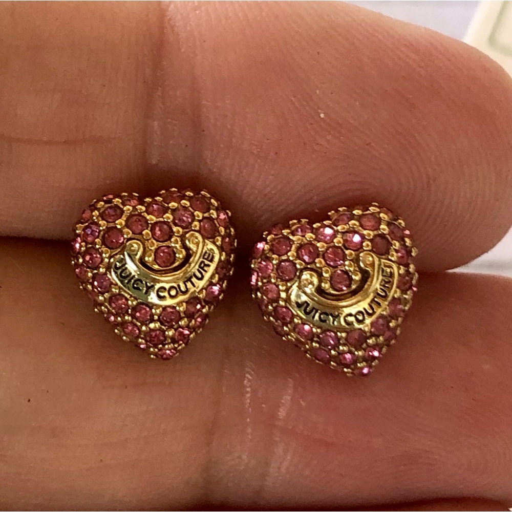 Juicy Couture Pink Pave Stud Heart Earrings